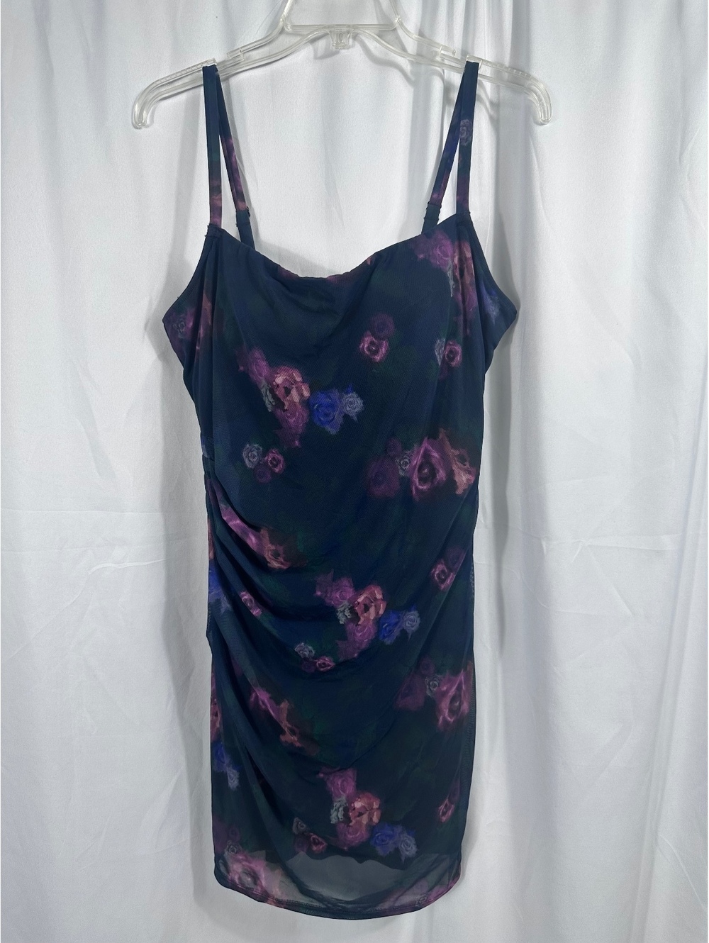 Popilush Floral Mesh Overlay Dress with Built-in Shorts, Size XL